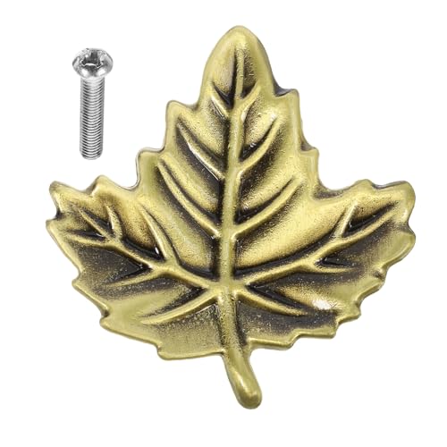 LIFKOME Pomolo per Mobili Moderno Manopola Singola per Armadi Finitura Bronzo Spazzolato Foglia Maniglia Decorativa e Resistente per Cucina e Casa