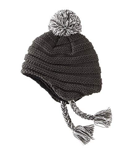 Home Prefer Boys Girls Kids Knit Winter Hat With Earflap Warm Beanie Snow Ski Skull Cap Dark Grey 3-8 Years #TOP1