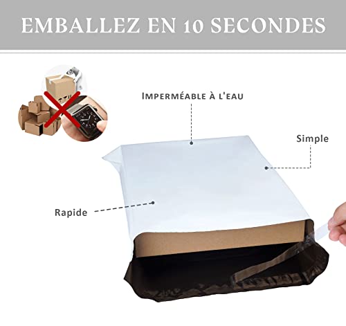 Weiß Versandtüten aus Plastik mitThank You,60 Stück Versandtaschen in 3 Größen,A3 B4 C5 Versandbeutel Plastik Selbstklebend und Blickdicht für Kleidung und Textilien(15 x 27/25 x 35/30 x 42cm)