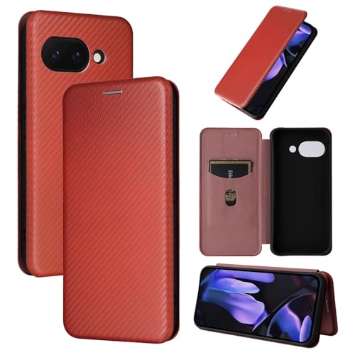 Ochronne etui na telefon Kompatybilny z etui Google Pixel 9A, smukłe tekstury włókna węglowego + hybrydowe etui PC Pełna ochrona Odporne na wstrząsy etui z klapką Kompatybilny z Google Pixel 9A Pełna
