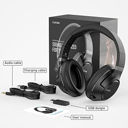 Coosii H300 Wireless Headphones Bluetooth With Microphone, Over Ear Headsets With Environmental Noise Cancelling Retractable Mic, Usb Dongle & Mute For Office Laptop Computer Chromebook Smartphone #TOP7