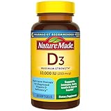 Nature Made Vitamin D3 10000 IU (250 mcg) Maximum Strength, Vitamin D Supplement for Bone and Immune Health Support, 60 Softgels, 60 Day Supply