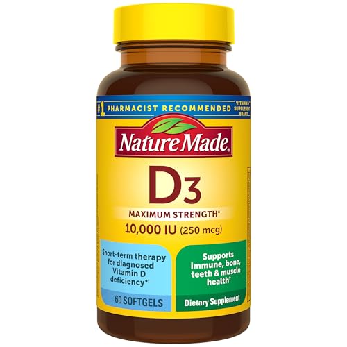 Nature Made Vitamin D3 10000 IU (250 mcg) Maximum Strength 60 Softgels