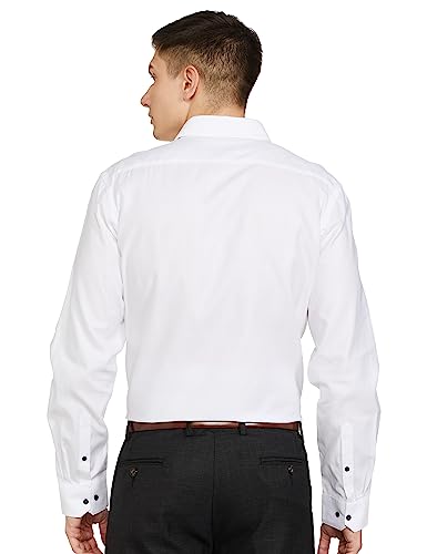 Image of Arrow Men's Solid Full Sleeve Slim Fit Cutaway Collar Cotton Formal Shirt (ARADOSH1381 Contrast White 42)