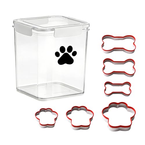Brabtod 4.2QT/4L Airtight Dog Treat Container|with Stainless Steel Dog Cookie