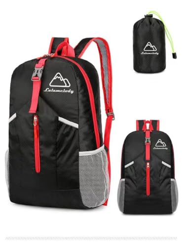 Lalamelody 20L Lightweight Backpack Daypack Foldable Waterproof Packable Hiking Travel Shoulder Bag for Man Woman Black