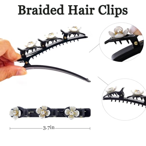 4 pinzas trenzadas con pedrería para cabello miniatura 3