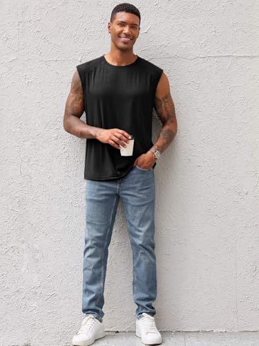 Runcati Mens Sleeveless Tank Tops Workout Cut Off Shirt Athletic Muscle Gym T Shirts4