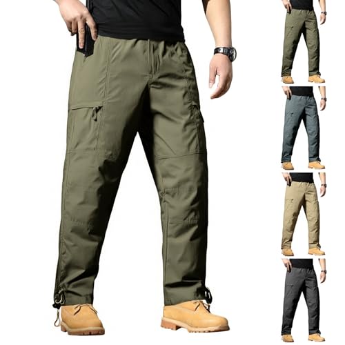 Tactical Cargo Pants for Men Waterproof Ripstop Military Work Pants with Drawstring Ankles Outdoor Hiking Camping Trousers