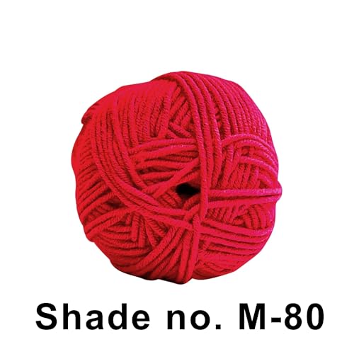 Image of VCR 4 Ply Cherry Red Yarn, 100 Grams Hank, 190 Meters Length, Acrylic Ball for Crochet and Knitting, Soft Crosia Threads, Pack of 1 Yarn, Suitable for DIY Crafts