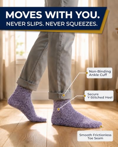 Image of Pembrook Ankle Diabetic Socks for Women & Men | 6 Pairs | Wide Non Binding Socks Quarter Length | Edema Neuropathy Socks