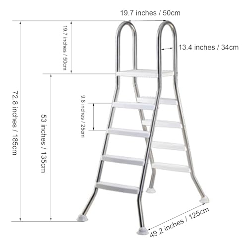 Escalera doble para piscina 4+4 peldaños acero inoxidable miniatura 6