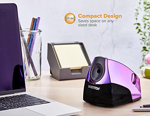 Image of Bostitch Office Electric Pencil Sharpener for Classroom & Desk Use, Heavy-Duty Stall-Free Motor, High-Capacity Shavings Tray, Metallic Purple (Pack of 6)