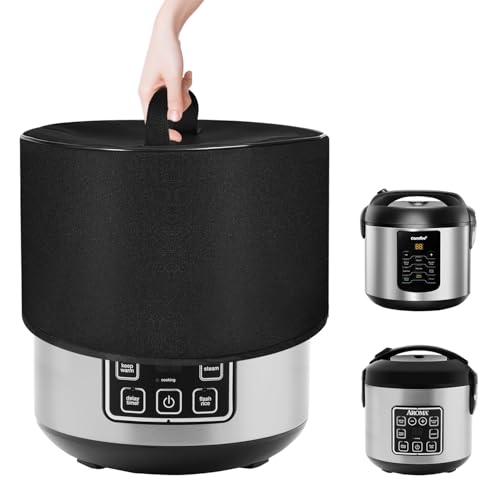 NUENSS-ROR Dust Cover for 2 QT Rice Cooker Heavy Duty Thickened Waterproof Dustproof Slow Cooker Cover Case for AROMA Digital Rice Cooker 2Qt ARC-914SBD?COMFEE' Compact Rice Cooker 2QT (Black)
