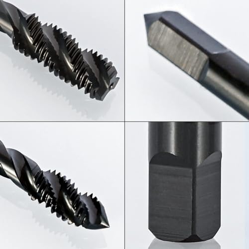 KEWAYO 7 Stück Gewindebohrer Set, HSS 6542 Nitrieren Metrisch Spiralnutbohrer, Maschinengewindebohrer Gewindebohrer Satz M3 M4 M5 M6 M8 M10 M12 für Metall Holz Bohrer