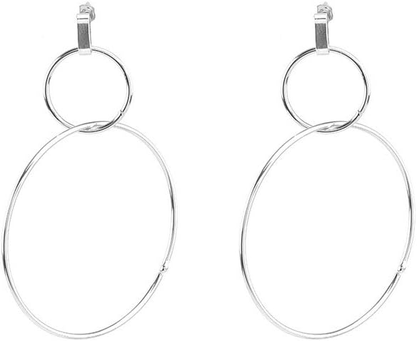 Geometric Double Circle Round Stud Earrings Women's Lucky Number 8 Shape Hollow Big Hoop Earrings
