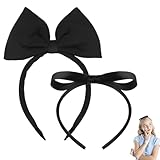 VelvetGlow 2 Stück Schwarze Haarbänder mit Schleife als Haarschmuck für Rave Partys und Cosplay, Weihnachts und Halloween Cosplay Kopfbedeckungen für Frauen und Mädchen