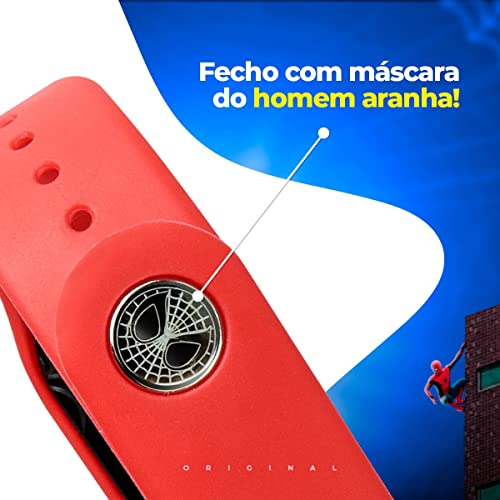 Relógio Digital Led, Infantil, De Pulso Prova D'água + Copo Homem Aranha Meninos Meninas