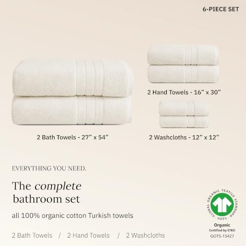 California Design Den Organic Cotton Towel Sets for Bathroom, Ivory-Tofu - image 3
