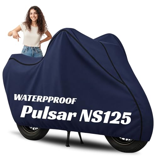 Image of 100% Waterproof Pulsar NS 125 Bike Cover | Polyester Body Cover for Rain & Sun | UV Protection, Dustproof, Scratch Resistant, Windproof, Heat Resistant, Vehicle Specific Fit (Blue)