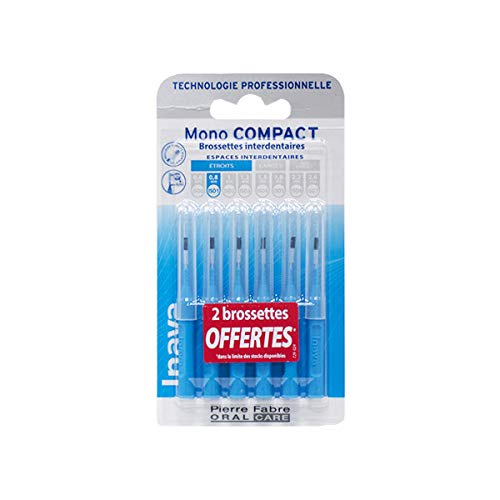 Inava Brossettes 0,8mm Mono Compact Espaces Étroits Bleu 4 unités + 2 Offertes