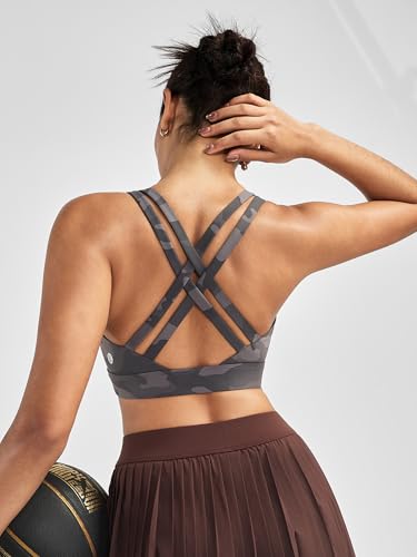 Image of RUNNING GIRL High Impact Sports Bras for Women - Scoop Neck Strappy Sports Bra High Support Moulded Cup Workout Bra
