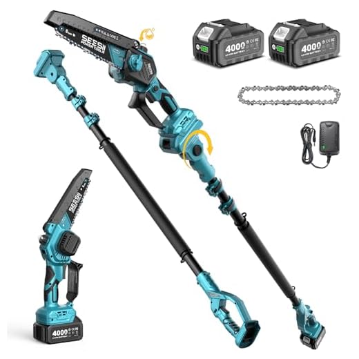 SEESII 2-in-1 Electric Pole Saws: Brushless Mini Chainsaw Cordless 6 Inch, 2 x 4000mAh Batteries, Pole Saw for Tree Trimming,Hand held Chain Saw with Extension Pole for Tree Limb Branch Cutter,P6 Ace