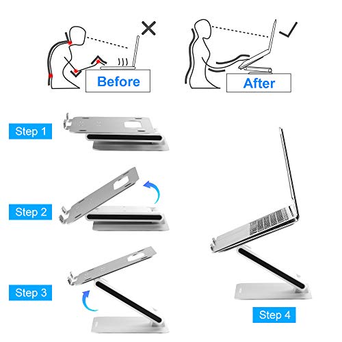SKYZONAL Aluminum Notebook Desktop Stand Height Adjustable Laptop Stand for Computer PC Notebook MacBook Ipad