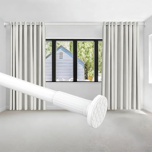 Tringle à rideau extensible 278-327cm en acier blanc sans perçage