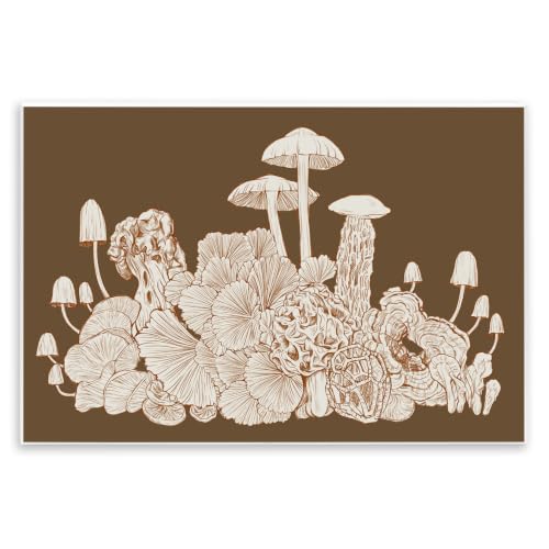 Stupell Industries Mushroom Cluster Sketch Brown Boho Forest Forage, Design by Ziwei Li