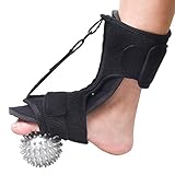 Ideal para fascitis plantar y tendinitis: férula nocturna con una bola de masaje, diseñada para proporcionar un apoyo ortopédico correctivo gradual para la caída del pie, para sostener el pie en un cierto ángulo de flexión, aliviar los síntomas más dolorosos, prevenir el calambres del arco y viene con una bola dura para un masaje de pies de tejido profundo.