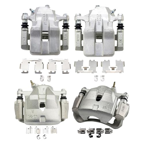 Image of TRQ Front and Rear Brake Caliper Set Zinc Coated Brackets Hardware Compatible with 2012-2018 Toyota RAV4