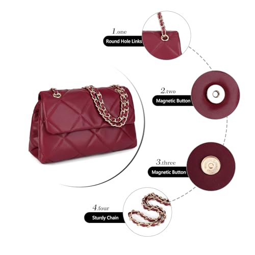 Image of Gladdon Quilted Crossbody Purses for Women Small Ladies Shoulder Bags with Chain Trendy Clutch Purse Cute Designer Bag