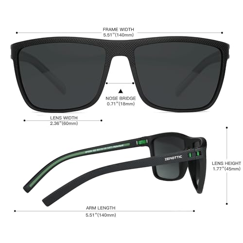Image of ZENOTTIC Polarized Sunglasses for Men Lightweight TR90 Frame UV400 Protection Square Sun Glasses