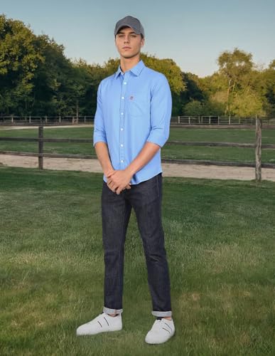 Image of U.S. Polo ASSN. Men's Solid Spread Collar Premium Cotton Dobby Tailored Fit Shirt