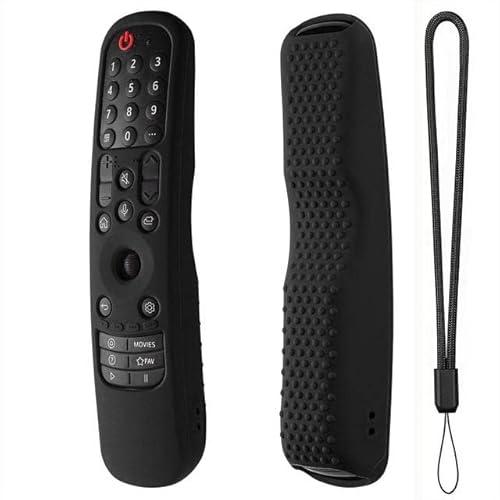 Soft Silicone Case for LG MR21GA / MR21GC Smart TV Remote Control Protective Cover Shockproof Drop-Proof Shell with Lanyard - (Color: Black)