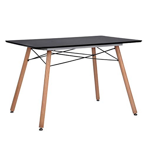 GreenForest Dining Table Rectangular Top with Wooden Legs Modern Leisure Coffee Table 44'' x 28'' Compact Size Black