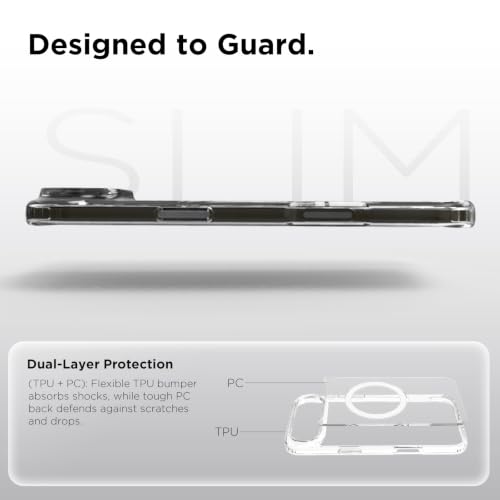 Image of RIGGEAR Shockproof Clear Hybrid Armor Magnetic Back Cover Case Compatible with MagSafe Accessories for iPhone Air /iPhone 17 Air (Transparent PC + TPU Bumper)