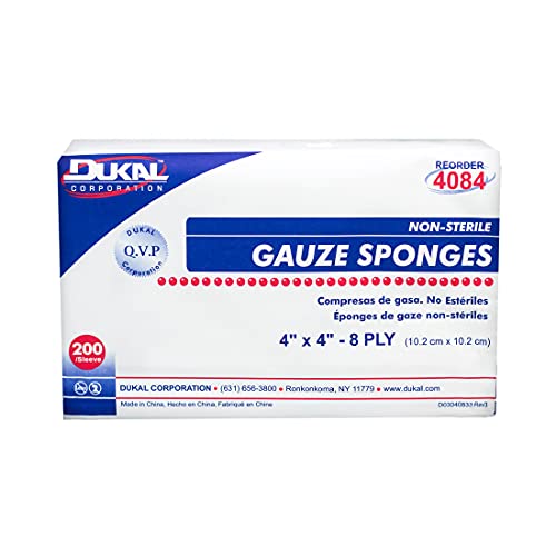 Dukal 4084 Gasas, 8 capas, no estériles, 4" x 4", paquete de 4000 miniatura 2
