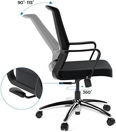 FLEXISPOT Ergonomic Office Chair Desk Chair Mesh Swivel Chair Computer Chair with Armrest Comfy Desk Chair Executive Work Chair Home Office Height Adjustable Chair OC51(Black)