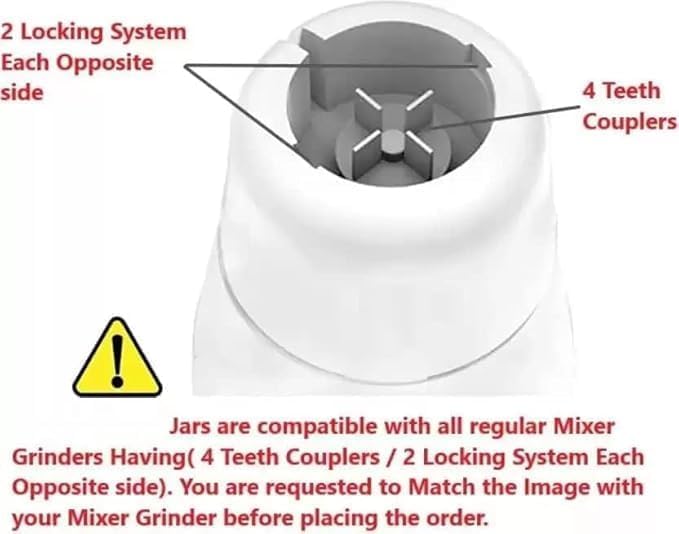 Image of Stainless Steel Mixer Grinder Jar Combo with and Sharp Cutting Edge Blade, for Bajaj /Preethi /Prestige /Morphy Richards /Sumeet /Ganga /Orient /Usha /Crompton /Life Long 4 Teeth Coupler (Combo of 3)