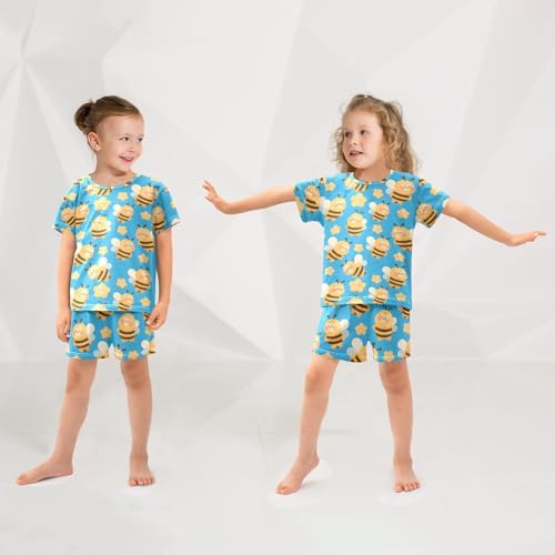 Pajama Sets Bee Pattern Short Sleeve Summer Sleepwear 2 Piece Pjs4