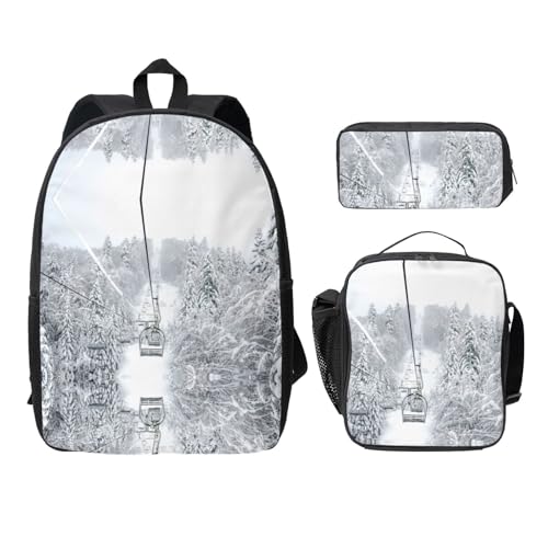 Mochila escolar ligera negra contra el desorden con bolsa para almuerzo y estuche de lápices