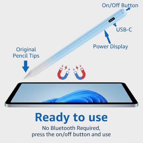 Image of JEDOUBAL Stylus Pen for iPad 2018-2026, 3X Fast Charging iPad Pencil with Palm Rejection & Tilt Sensitivity, Apple Pencil Alternative No Bluetooth Required Compatible with iPad Pro Air Mini
