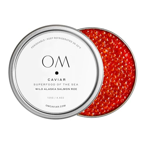 OM Caviar Wild Alaska Salmon Roe Ikura in a tin