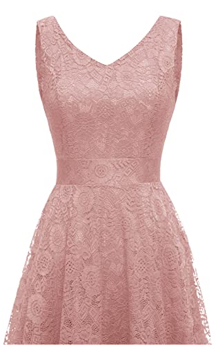 Elegant Women Floral Lace Formal Party Dress Asymmetrical Handkerchief Dress Swing Midi Dress Blush Size Xl #TOP3