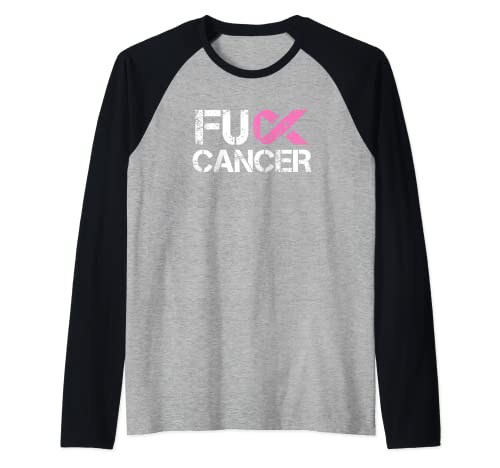 Fuck Cancer, Breast Cancer Support Ribbon Maglia con Maniche Raglan