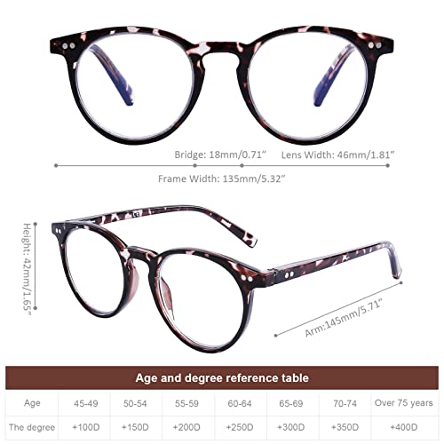 Image of DOOViC Reading Glasses Blue Light Blocking 4 Pack, Retro Fashion Round Computer Glasses Anti Eye Strain Readers for Women Men 3.5 Strength