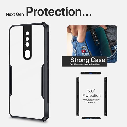 Image of Outlouders Back Cover for Oppo F11 Pro | Ultra Hybrid Transparent | Full Camera Protection | Raised Edge | Crystal Clear Bumper Case (Black)