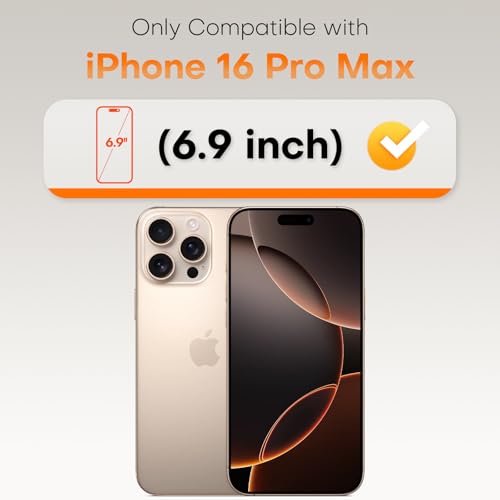 TOCOL for iPhone 16 Pro Max Screen Protector, 9H Hardness Military Grade Shatterproof HD Tempered Glass Full Coverage Easy Installation Case Friendly 2 Pack